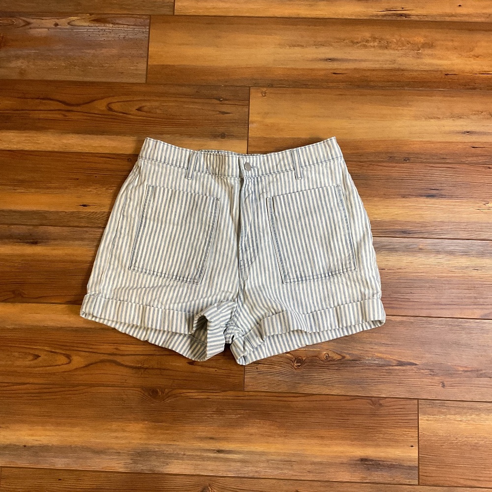 Stripe denim shorts by Sundry